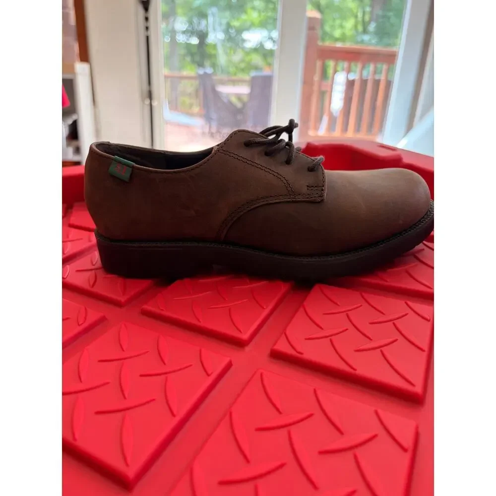 School Issue Brown Leather Oxford Shoes Youth Size 3.5W Uniform Lace Up